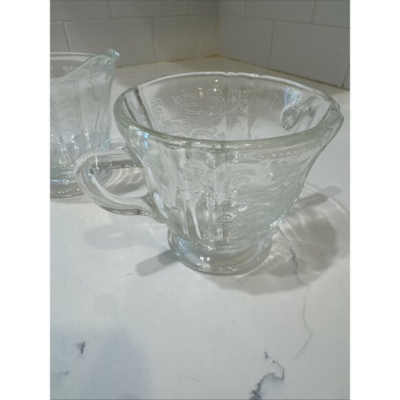 Madrid Clear Depression Glass Creamer & Sugar Federal Glass Company Vintage - Picture 4 of 15
